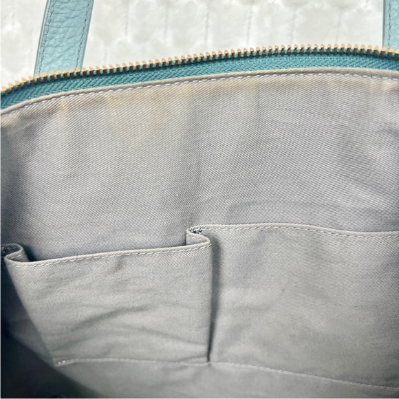 Fossil Pebbled Leather Jenna Shoulder Tote Purse Steel Blue RM280 - Picture 6 of 7